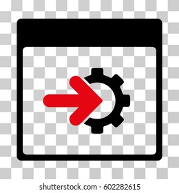 Cog Integration Calendar Page icon. Vector illustration style is flat iconic bicolor symbol, intensive red and black colors, transparent background. Designed for web and software interfaces.