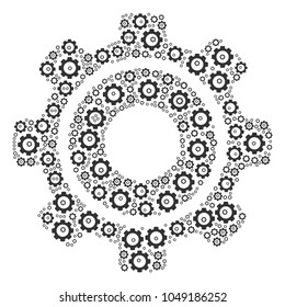 Cog mosaic of tooth gears. Vector cogwheel elements are combined into cog shape.