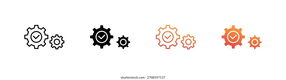 Cog Multiple Style Icon Set Vector