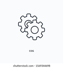 Cog outline icon. Simple linear element illustration. Isolated line Cog icon on white background. Thin stroke sign can be used for web, mobile and UI.