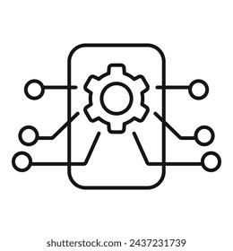 Cog overview icon outline vector. Memory dual machine. Cog tech storage