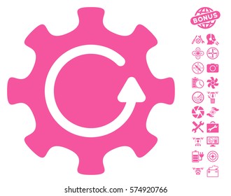 Cog Rotation Direction pictograph with bonus airdrone tools graphic icons. Vector illustration style is flat iconic symbols on white background.