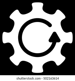 Cog Rotation Direction vector icon. Style is flat graphic symbol, white color, black background.