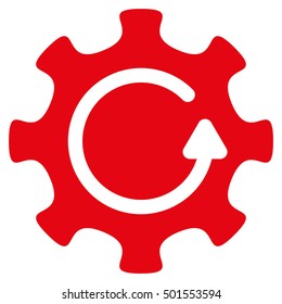 Cog Rotation Direction vector pictogram. Style is flat graphic symbol, red color, white background.