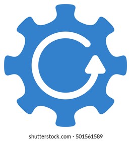 Cog Rotation Direction vector pictogram. Style is flat graphic symbol, cobalt color, white background.