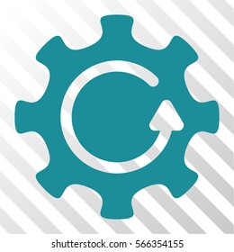 Cog Rotation Direction vector pictogram. Illustration style is flat iconic soft blue symbol on a hatched transparent background.