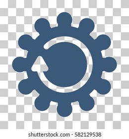 Cog Rotation vector icon. Illustration style is a flat iconic blue symbol on a transparent background.