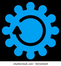 Cog Rotation vector icon. Style is flat graphic symbol, blue color, black background.