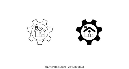 cog set icon with white background vector stock illustration