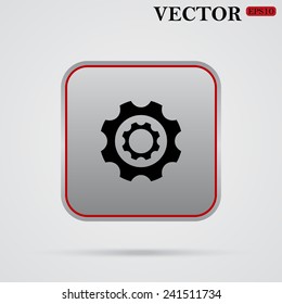 Cog Settings, gray button with a red stroke,  vector, EPS 10