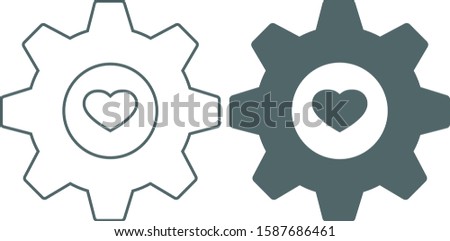 Cog settings with heart icon
