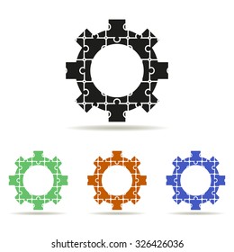 Cog Settings Icon Symbol of puzzles