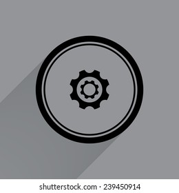Cog Settings   on a gray background with a long shadow, vector, EPS 10