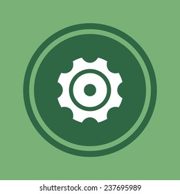 Cog Settings on green background, vector, 10 EPS