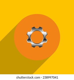 Cog Settings on an orange background with shadow, vector, EPS 10