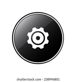 Cog Settings round black glossy button for the site, vector, EPS 10