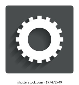 Cog settings sign icon. Cogwheel gear mechanism symbol. Gray flat button with shadow. Modern UI website navigation. Vector