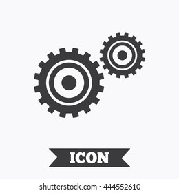 Cog settings sign icon. Cogwheel gear mechanism symbol. Graphic design element. Flat cogwheel gear symbol on white background. Vector