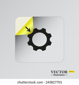 Cog Settings , sticker  self-adhesive paper. Vector illustration EPS 8