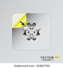 Cog Settings , sticker  self-adhesive paper. Vector illustration EPS 8