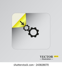 Cog Settings , sticker  self-adhesive paper. Vector illustration EPS 8