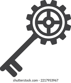 cog shaped key illustration in minimal style isolated on background
