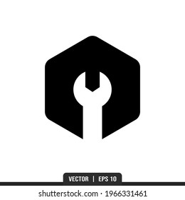 Cog Silhouette icon vector, illustration logo template in trendy style. Suitable for many purposes.
