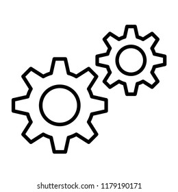 Cog Symbol, Settings Conception. Flat Icon For Apps And Websites. Thin Line Icon Isolated On White Background.