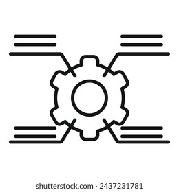 Vector de contorno de icono celular Cog Tech. Resumen técnico. Función de especificación