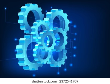 Tecnología Cog Los dientes de engranaje arreglados están conectados a un circuito tecnológico. Representa el desarrollo de la tecnología. que permite a las personas acceder al bienestar de la información