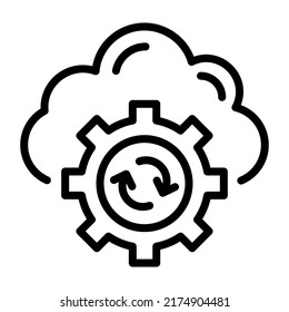 Cog and timer, concept of productivity linear icon 

