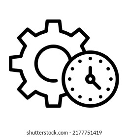 Cog and timer, concept of productivity linear icon 

