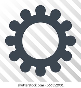 Cog vector icon. Illustration style is flat iconic smooth blue symbol on a hatch transparent background.