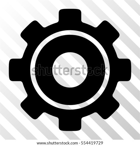Cog vector icon. Illustration style is flat iconic black symbol on a hatch transparent background.