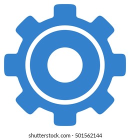 Cog vector icon. Style is flat graphic symbol, cobalt color, white background.