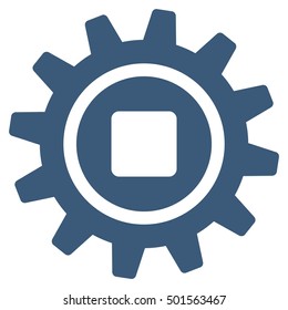 Cog vector icon. Style is flat graphic symbol, blue color, white background.