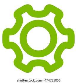 Cog vector icon. Style is stroke flat icon symbol, eco green color, white background.
