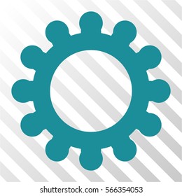 Cog vector pictogram. Illustration style is flat iconic soft blue symbol on a hatch transparent background.