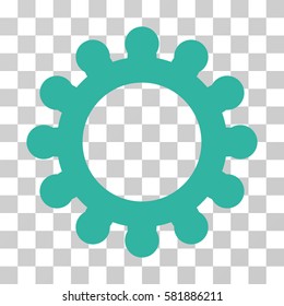 Cog vector pictogram. Illustration style is a flat iconic cyan symbol on a transparent background.