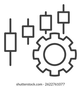Cog Wheel and candlestick pattern vector settings concept thin line icon or design element