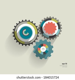 Cog wheel circle flat diagram for info graphic. Trend color template.