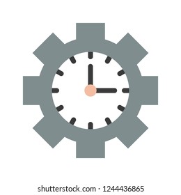 cog wheel and clock, business flat design icon.
