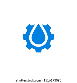 Cog wheel and drop of liquid icon isolated on white background.