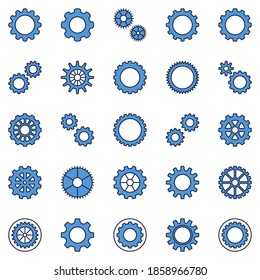 Cog Wheel and Gear blue icons collection - vector gearwheel concept creative signs or logo elements