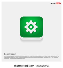 cog wheel gear setting icon - abstract logo type icon - green abstract 3d button with light board and shadow on gray background. Vector illustration