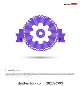 cog wheel gear setting icon - abstract logo type icon - Retro vintage badge and label Purple background. Vector illustration