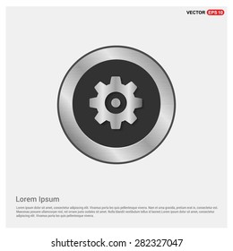 cog wheel gear setting icon - abstract logo type icon - Realistic Silver metal button abstract background. Vector illustration