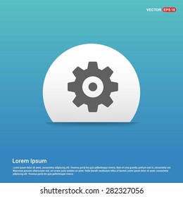 cog wheel gear setting icon - abstract logo type icon - white sticker on blue background. Vector illustration