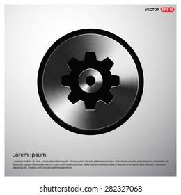 cog wheel gear setting icon - abstract logo type icon - Realistic Silver metal button abstract background. Vector illustration
