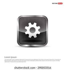 cog wheel gear setting icon - abstract logo type icon - Realistic Silver metal button abstract background. Vector illustration